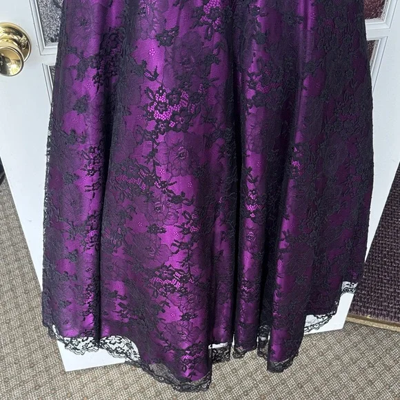 Flirt Maggie Sottero Purple and Black Lace Strapless Dress with Beaded Top - Picture 6 of 11